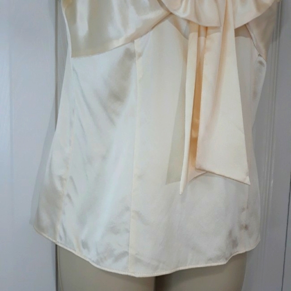 Lafayette 148 New York Cream 100% Silk Blouse with Bow Side Zipper Size 2 - Picture 3 of 16